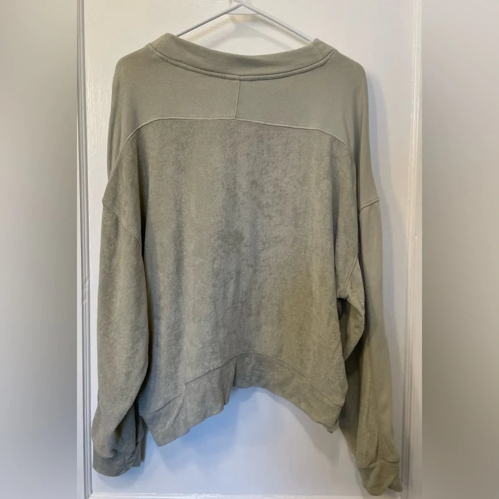 Varley Lyle Top Sweatshirt Sage Grey Large Mini Terry Crewneck